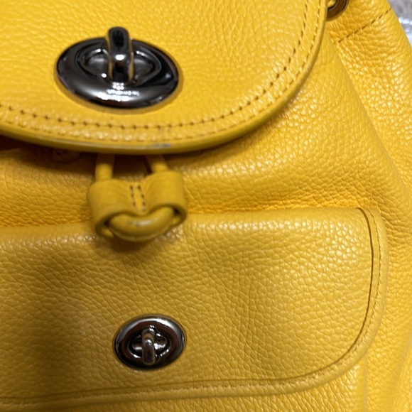 Coach Yellow Pebble Leather Mini Turnlock Backpack Bag - Picture 4 of 11